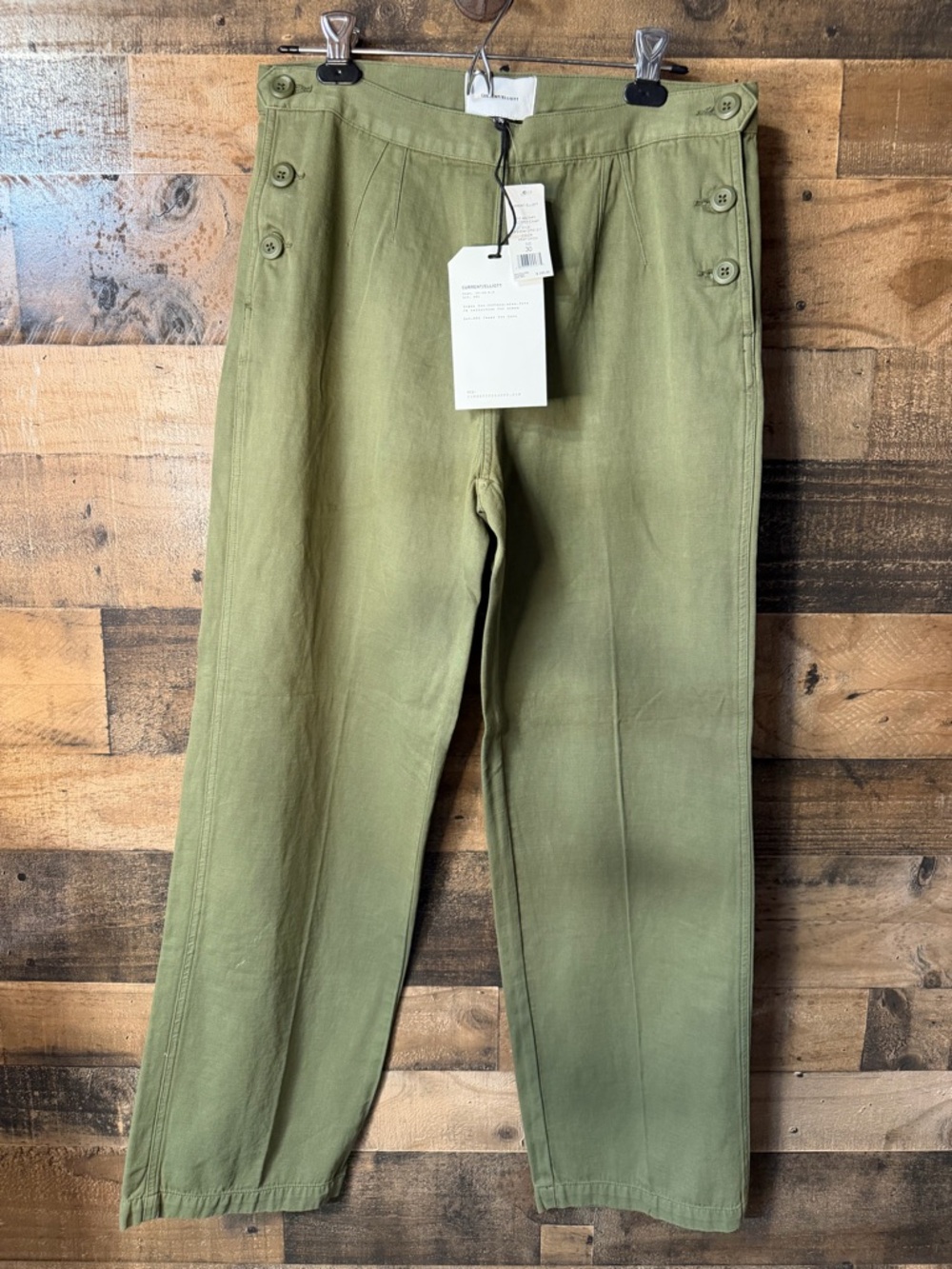 NWT Current/Elliott The Military Cropped Camp Pant in Army Green - Size 30